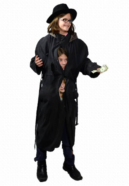 stack of kids in a coat