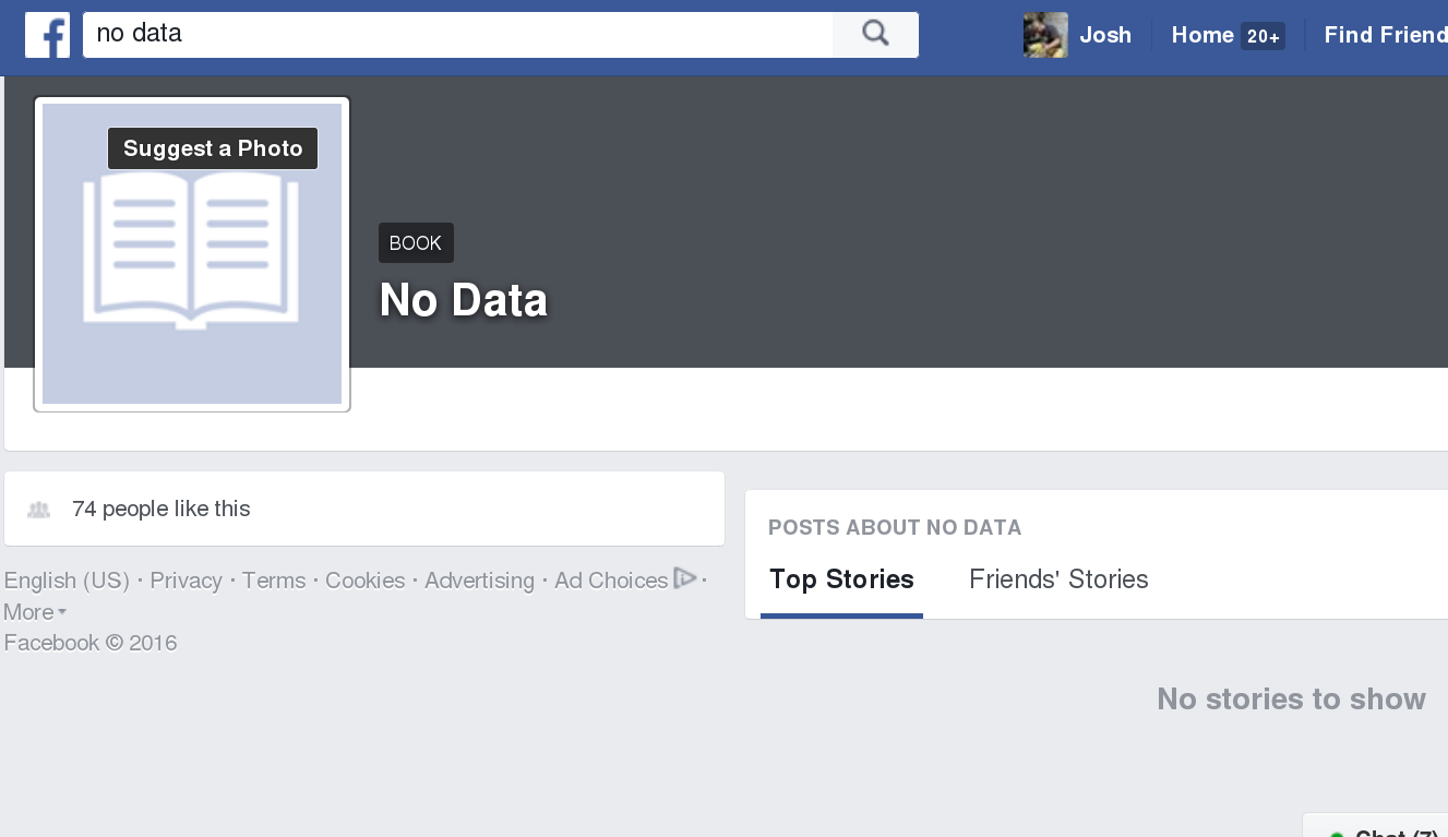 facebook no data